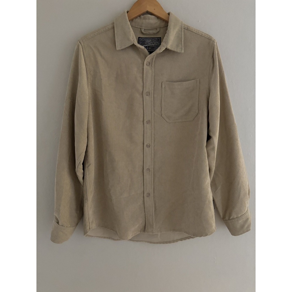 Brooklyn Cloth Corduroy Button Up Shirt Beige Cotton Blend Preppy Men's Size M
